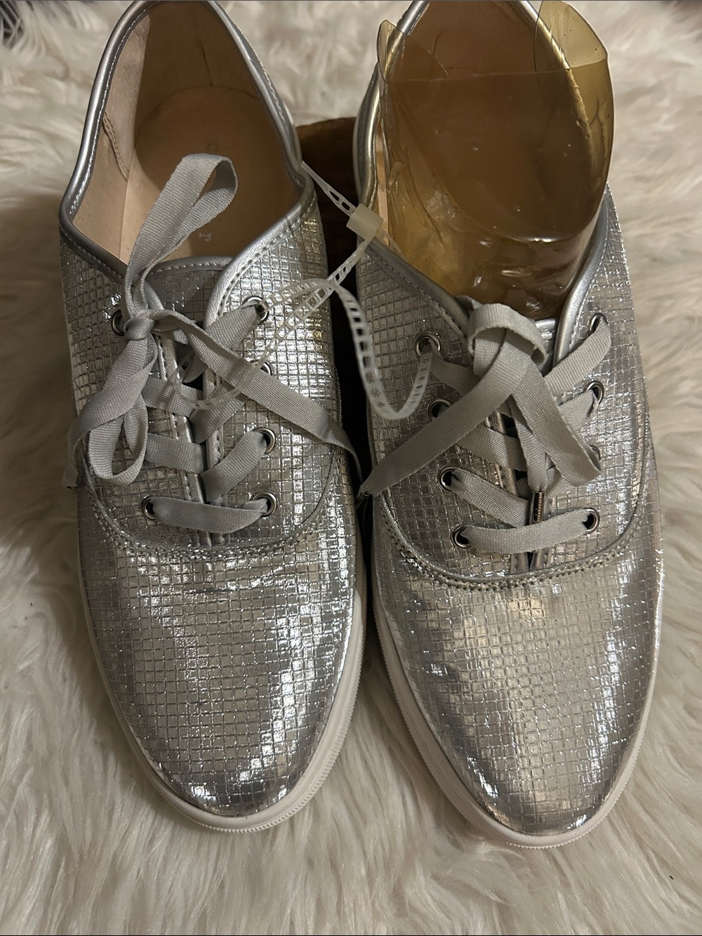 Copper Key Silver Metallic Lace-Up Sneakers